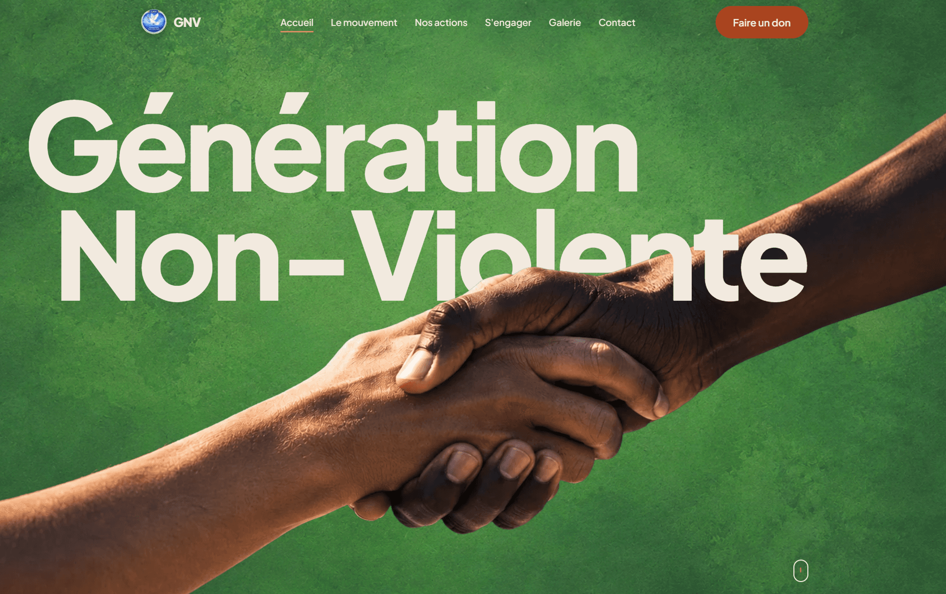 Page d'accueil du site Génération Non-Violente